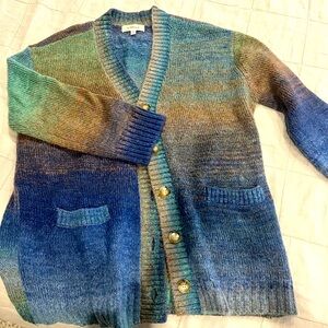 L*Space Cardigan - Gradient Blue and Green w hints of Purple Pink